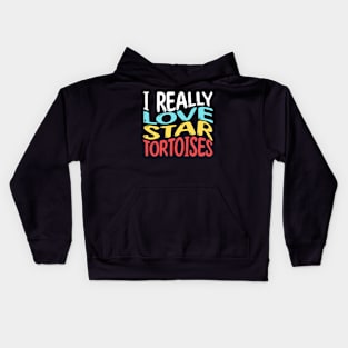 I Really Love Star Tortoises | Groovy Font Kids Hoodie